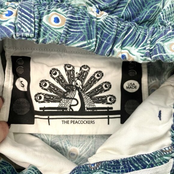 Chubbies Peacock Peacockers Shorts Pockets Cotton Blue Green size Small - Picture 6 of 7